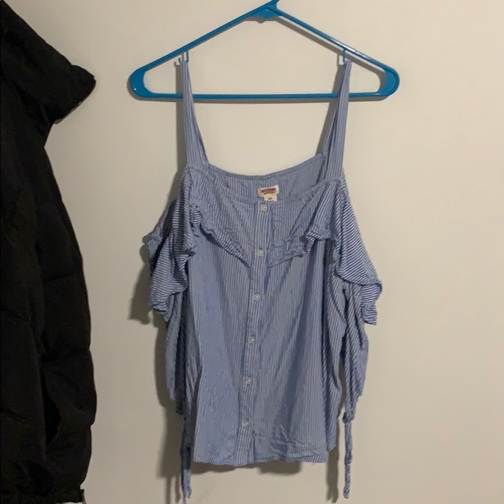 Blue and White striped Summer Blouse